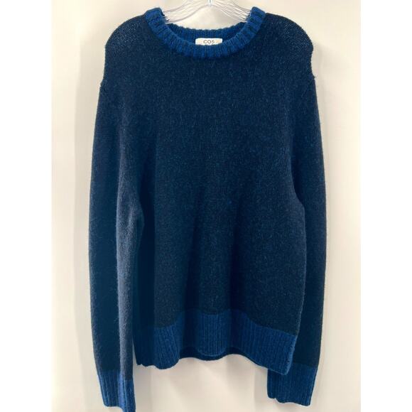 Cos Men’s Blue Wool Long Sleeve Crew Neck Pullover Sweater Size Medium NWT - Picture 1 of 7